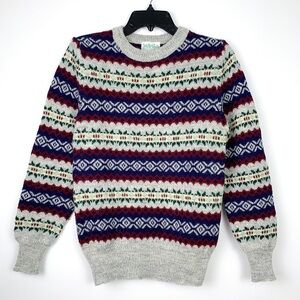 Vintage fair isle sweater by Jubilation crew neck pullover knit, fits like xs